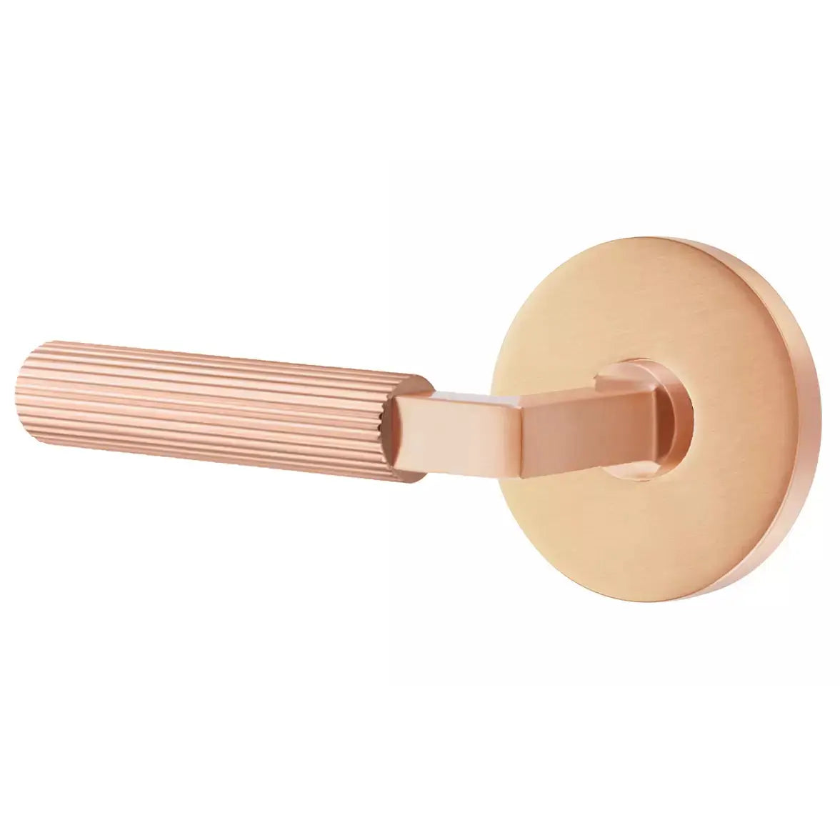 Emtek Straight Knurled Lever with L-Square Stem and Disk Rose by Emtek