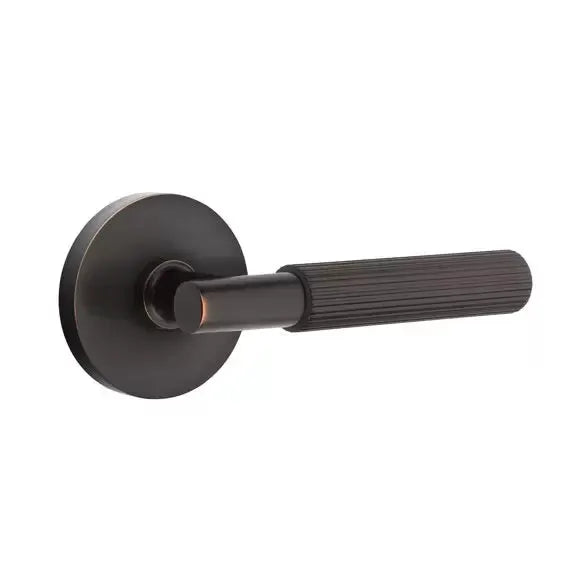 Emtek Straight Knurled Lever with T-Bar Stem and Disk Rose by Emtek