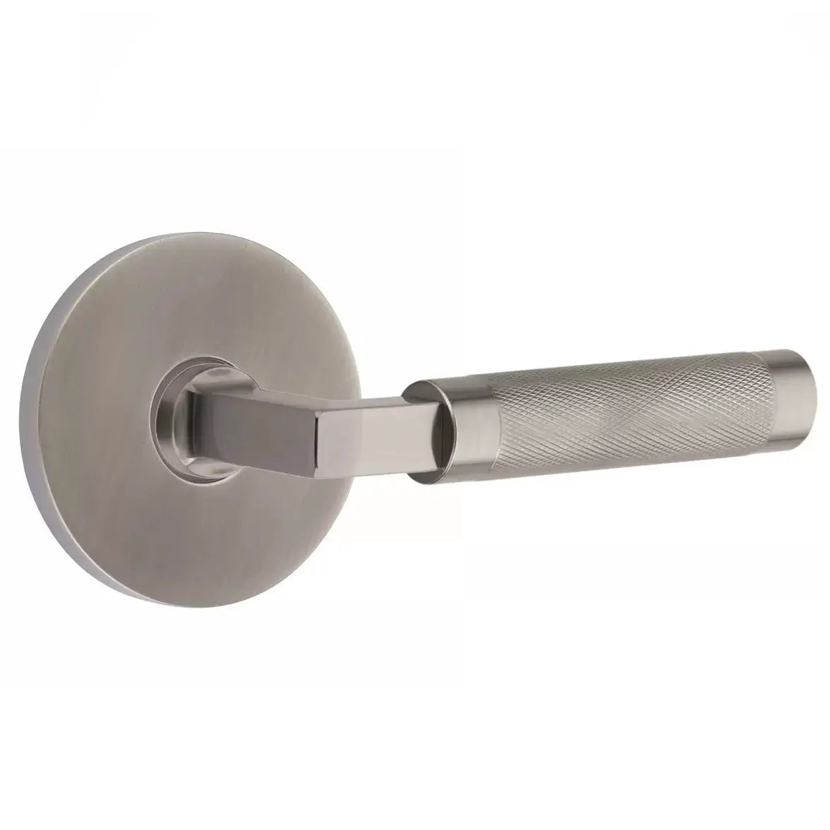 Emtek Knurled Lever with L-Square Stem and Disc Rose by Emtek