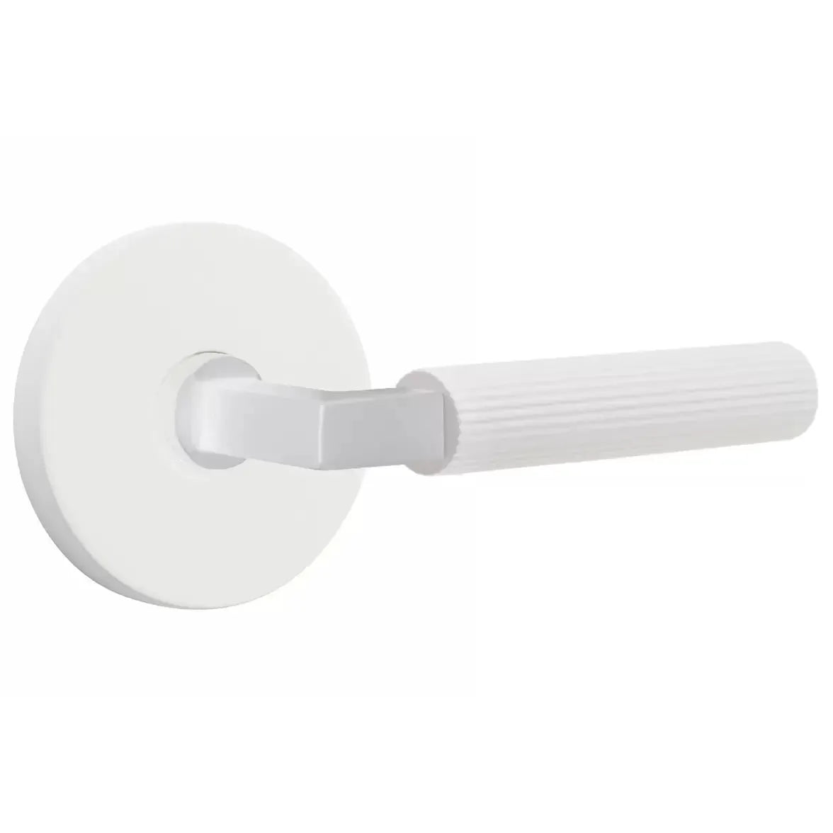 Emtek Straight Knurled Lever with L-Square Stem and Disk Rose by Emtek