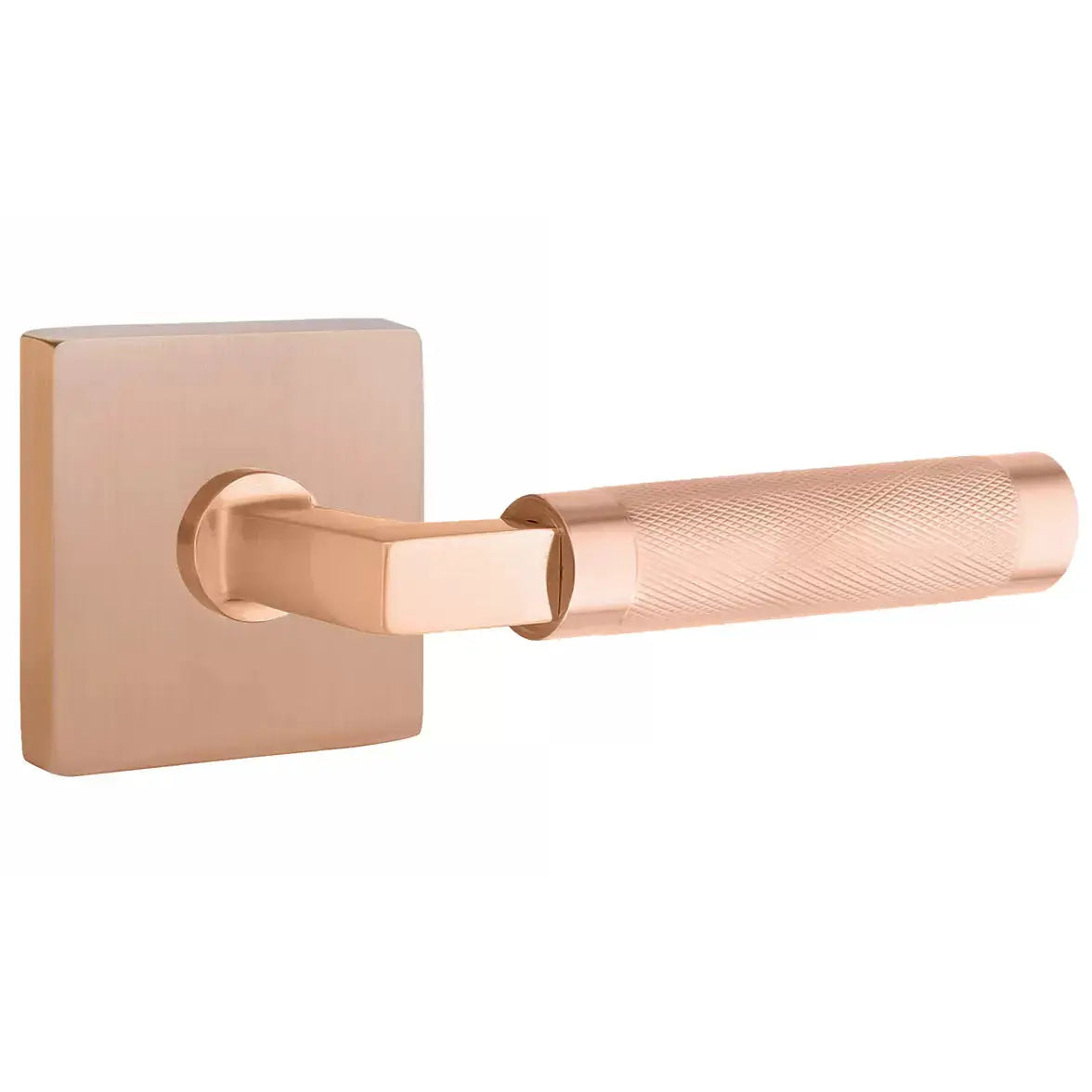 Emtek Knurled Lever with L-Square Stem and Square Rose by Emtek