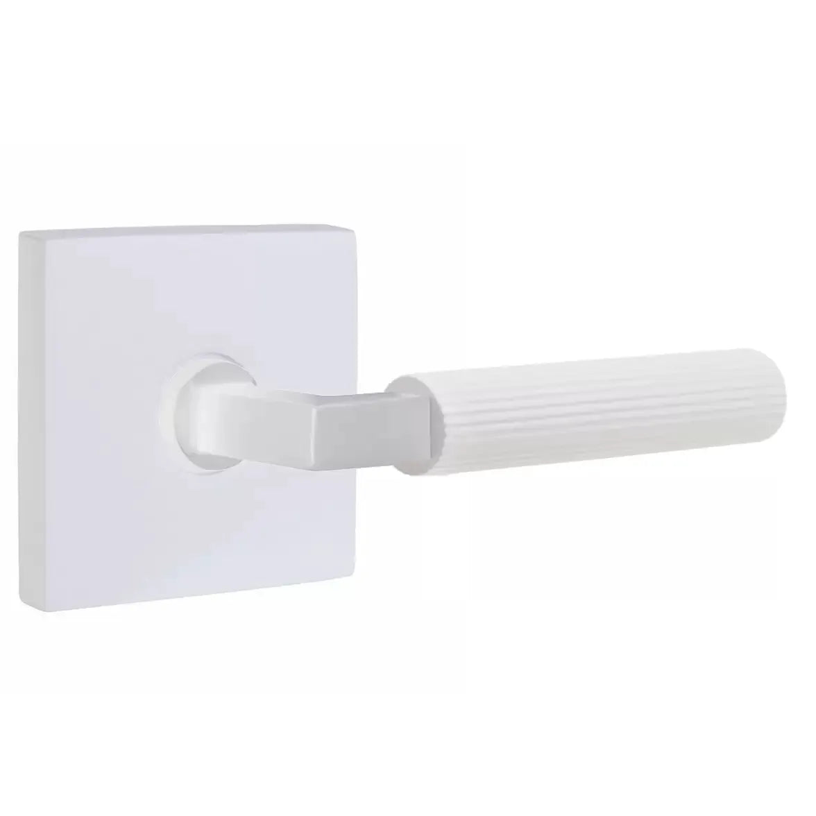 Emtek Straight Knurled Lever with L-Square Stem and Square Rose by Emtek