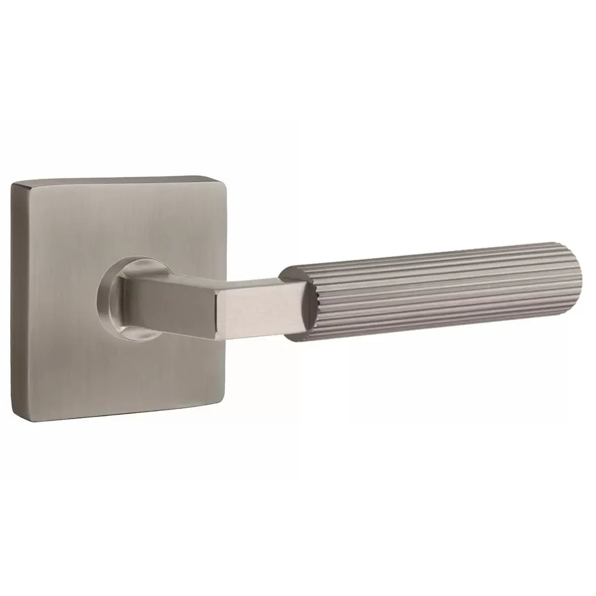 Emtek Straight Knurled Lever with L-Square Stem and Square Rose by Emtek