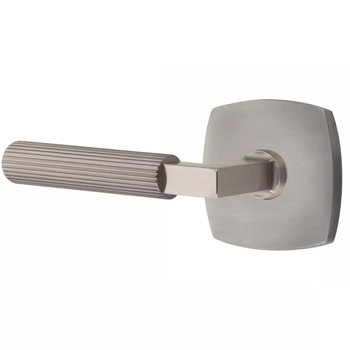 Emtek Straight Knurled Lever with L-Square Stem and Urban Modern Rose by Emtek