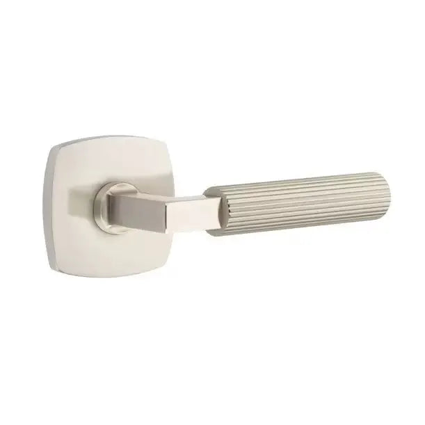 Emtek Straight Knurled Lever with L-Square Stem and Urban Modern Rose by Emtek