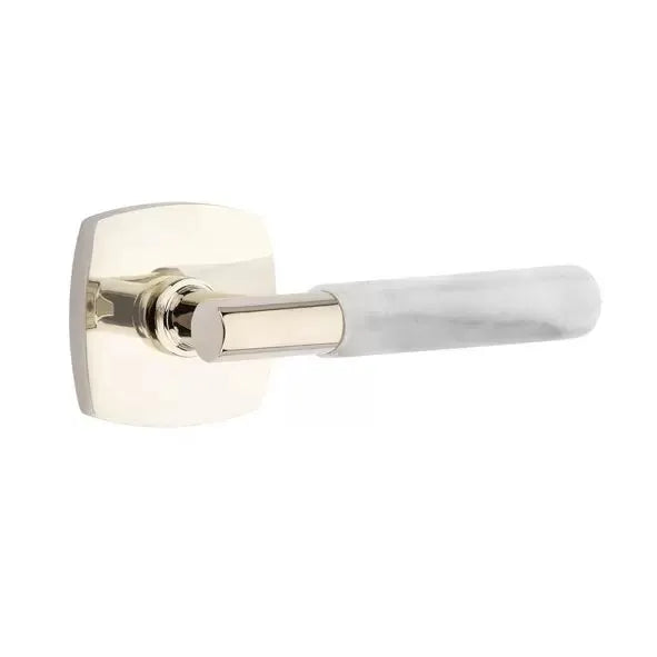Emtek White Marble Lever with T-Bar Stem and Urban Modern Rose by Emtek