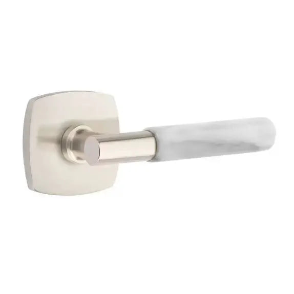 Emtek White Marble Lever with T-Bar Stem and Urban Modern Rose by Emtek