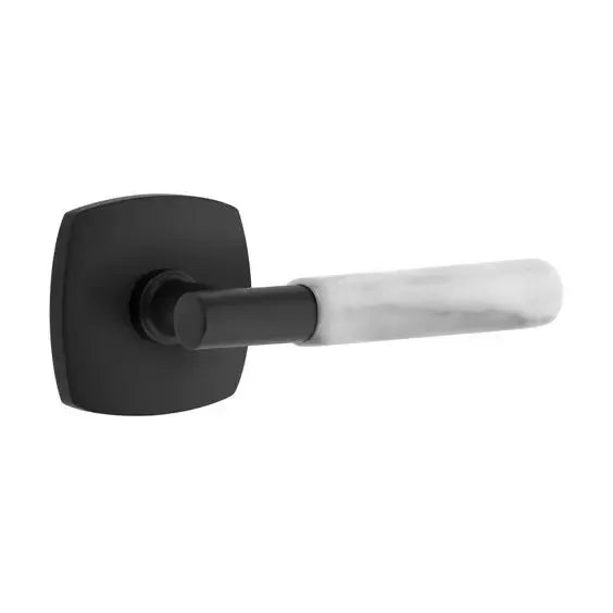 Emtek White Marble Lever with T-Bar Stem and Urban Modern Rose by Emtek