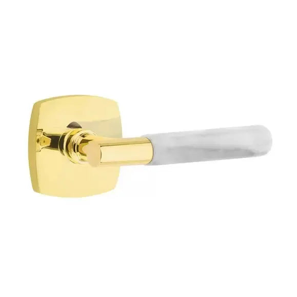 Emtek White Marble Lever with T-Bar Stem and Urban Modern Rose by Emtek