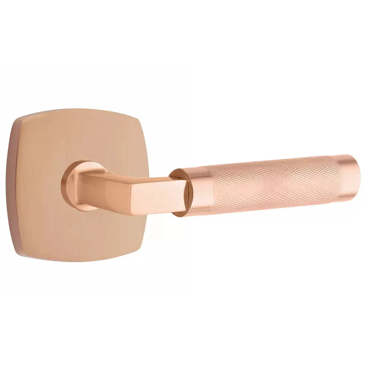 Emtek Knurled Lever with L-Square Stem and Urban Modern Rose