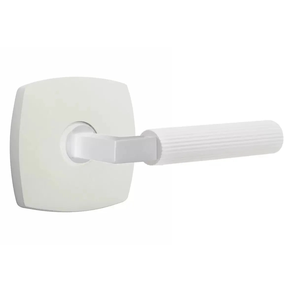 Emtek Straight Knurled Lever with L-Square Stem and Urban Modern Rose by Emtek