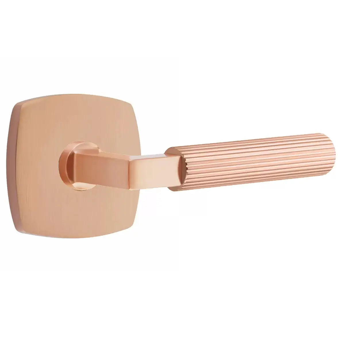 Emtek Straight Knurled Lever with L-Square Stem and Urban Modern Rose by Emtek