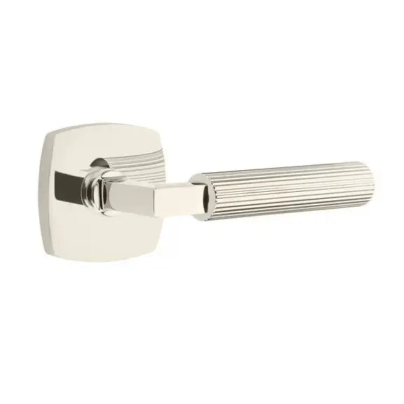 Emtek Straight Knurled Lever with L-Square Stem and Urban Modern Rose by Emtek