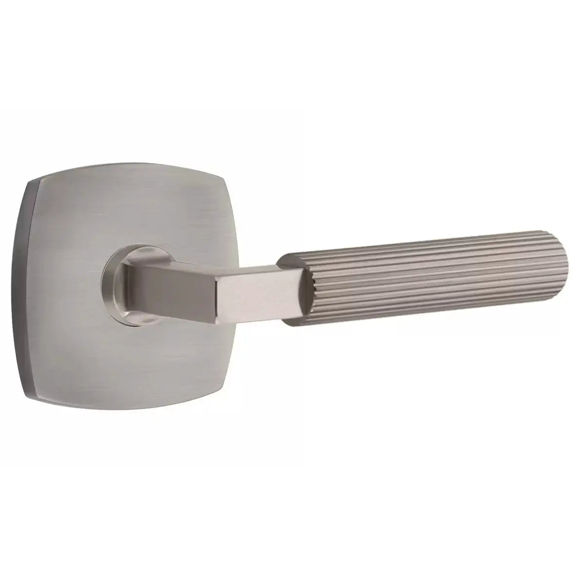 Emtek Straight Knurled Lever with L-Square Stem and Urban Modern Rose by Emtek