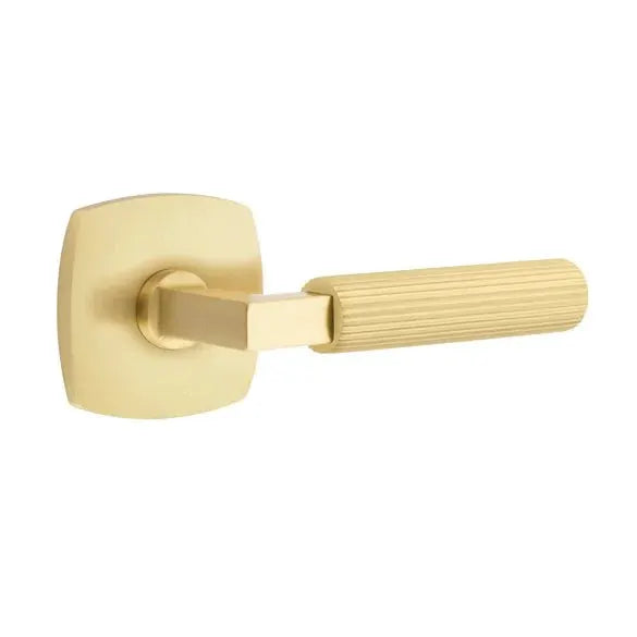 Emtek Straight Knurled Lever with L-Square Stem and Urban Modern Rose by Emtek