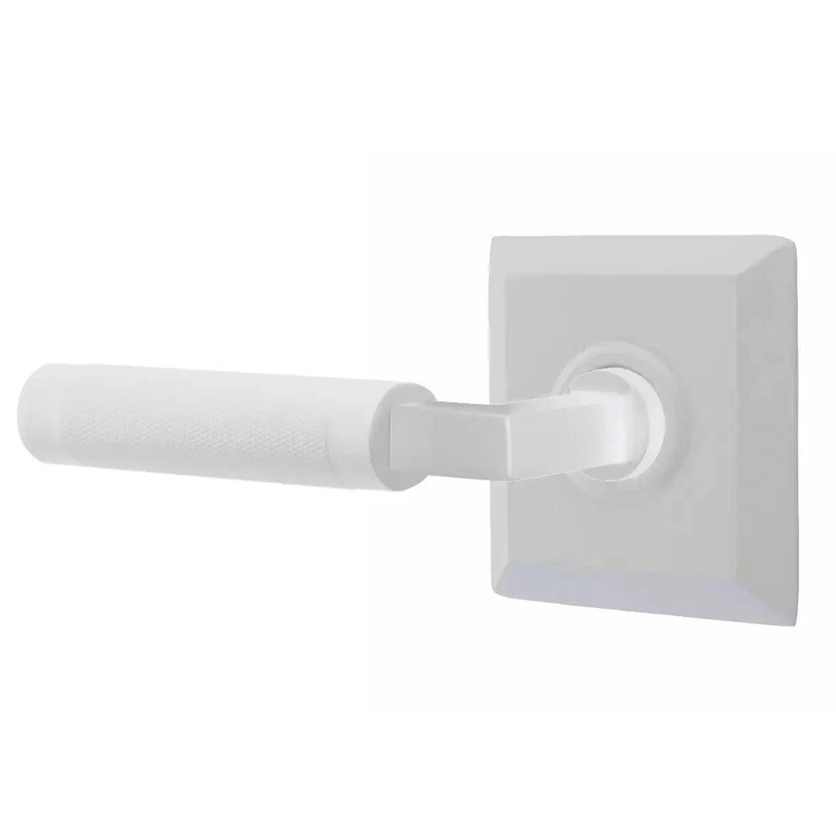 Emtek Knurled Lever with L-Square Stem and Quincy Rose by Emtek