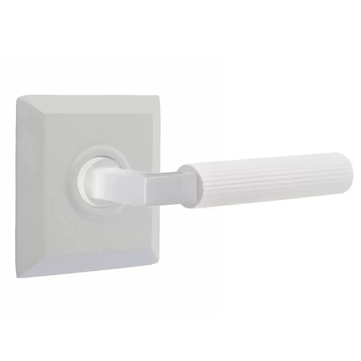 Emtek Straight Knurled Lever with L-Square Stem and Quincy Rose by Emtek