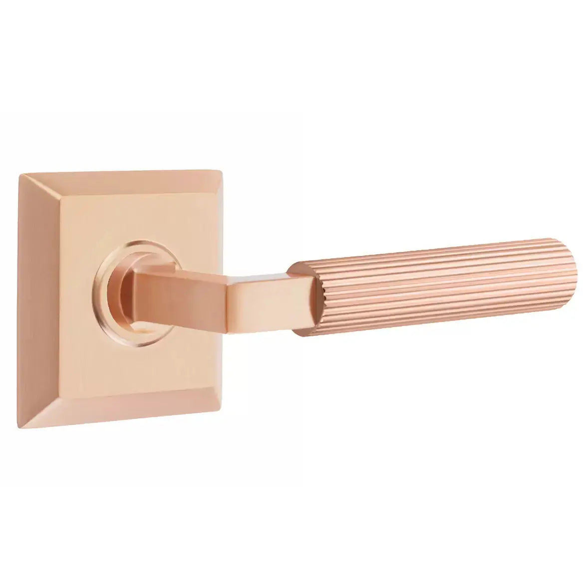 Emtek Straight Knurled Lever with L-Square Stem and Quincy Rose by Emtek