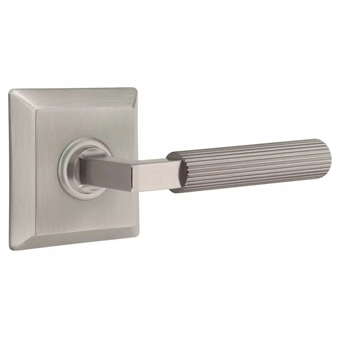 Emtek Straight Knurled Lever with L-Square Stem and Quincy Rose by Emtek
