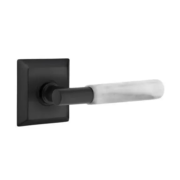 Emtek White Marble Lever with T-Bar Stem and Quincy Rose by Emtek