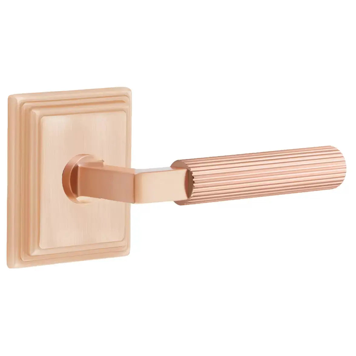 Emtek Straight Knurled Lever with L-Square Stem and Wilshire Rose by Emtek