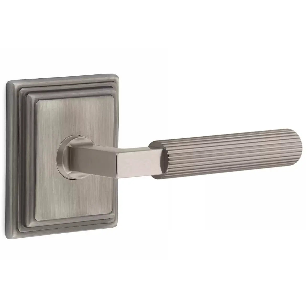 Emtek Straight Knurled Lever with L-Square Stem and Wilshire Rose by Emtek