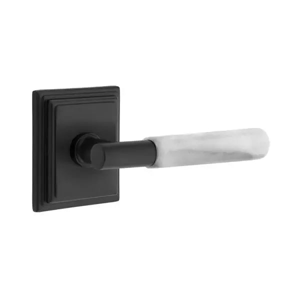 Emtek White Marble Lever with T-Bar Stem and Wilshire Rose by Emtek