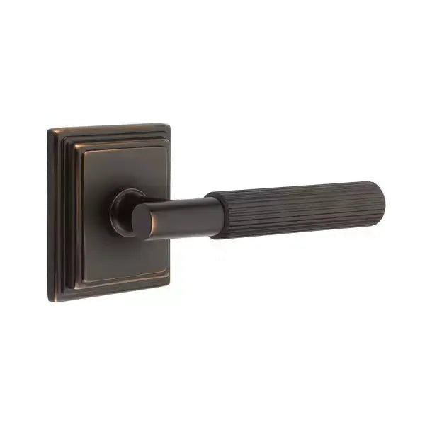 Emtek Straight Knurled Lever with T-Bar Stem and Wilshire Rose by Emtek