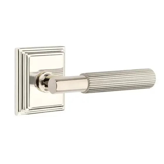 Emtek Straight Knurled Lever with T-Bar Stem and Wilshire Rose by Emtek