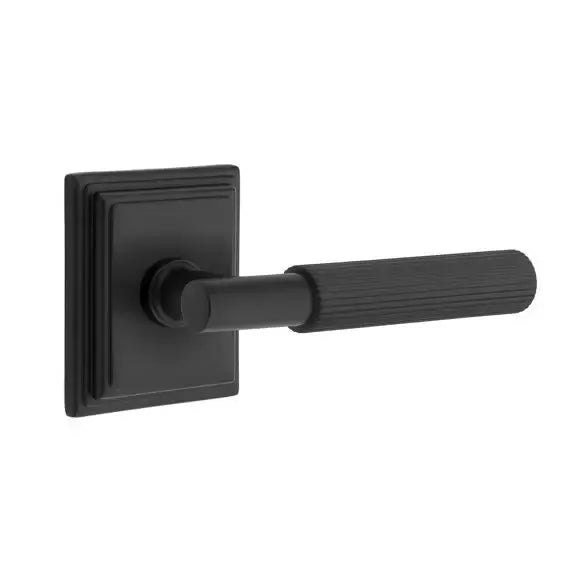 Emtek Straight Knurled Lever with T-Bar Stem and Wilshire Rose by Emtek