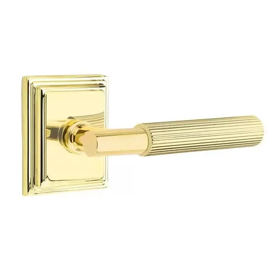 Emtek Straight Knurled Lever with T-Bar Stem and Wilshire Rose by Emtek