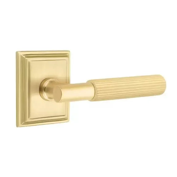 Emtek Straight Knurled Lever with T-Bar Stem and Wilshire Rose by Emtek