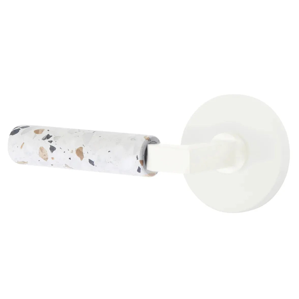 Emtek Light Terrazzo Lever with Disk Rosette and L-Square Stem by Emtek