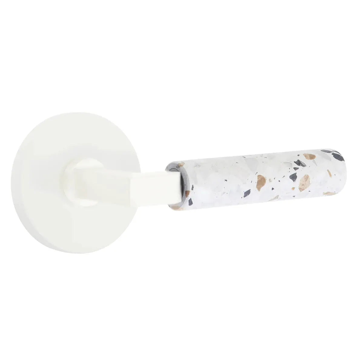 Emtek Light Terrazzo Lever with Disk Rosette and L-Square Stem by Emtek