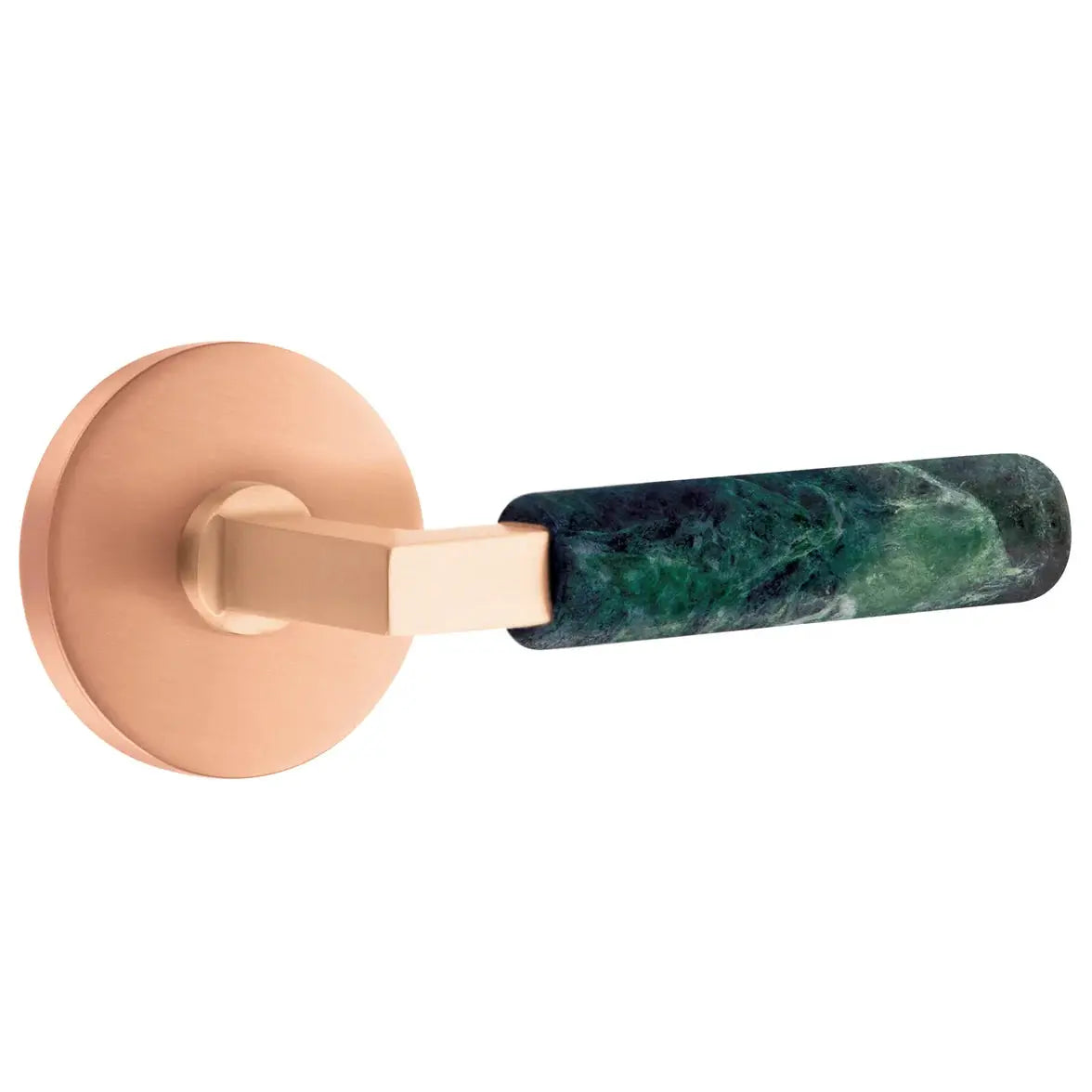 Emtek Green Marble Lever with Disk Rosette and L-Square Stem by Emtek