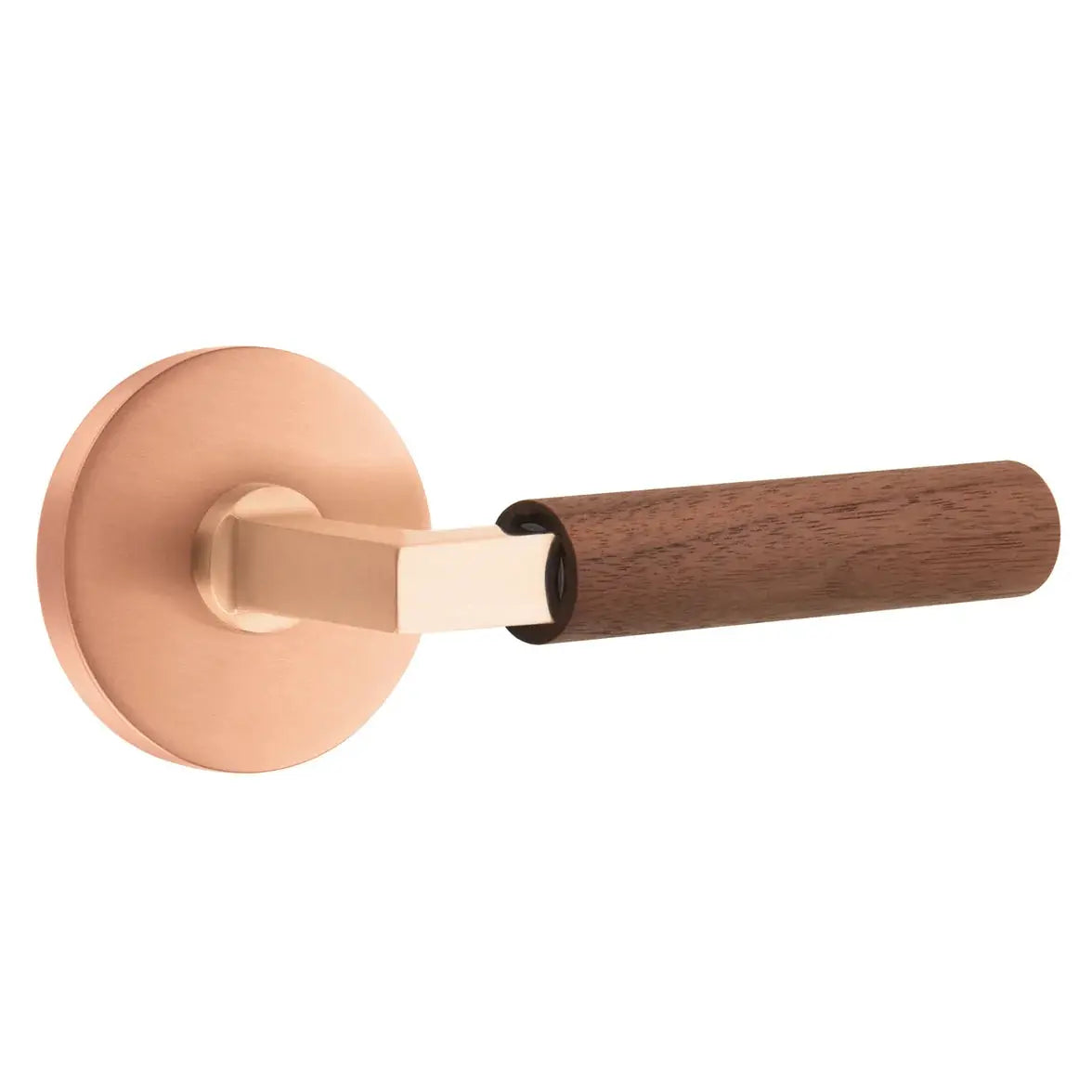 Emtek Walnut Lever with Disk Rosette and L-Square Stem by Emtek