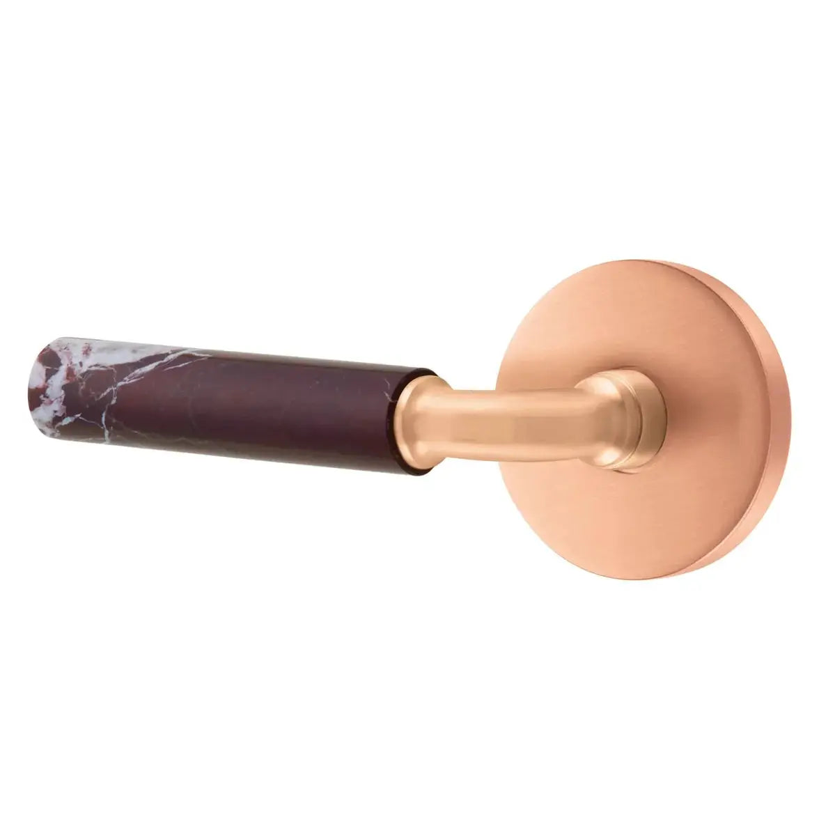 Emtek Rosso Levanto Marble Lever with Disk Rosette and R-Bar Stem by Emtek