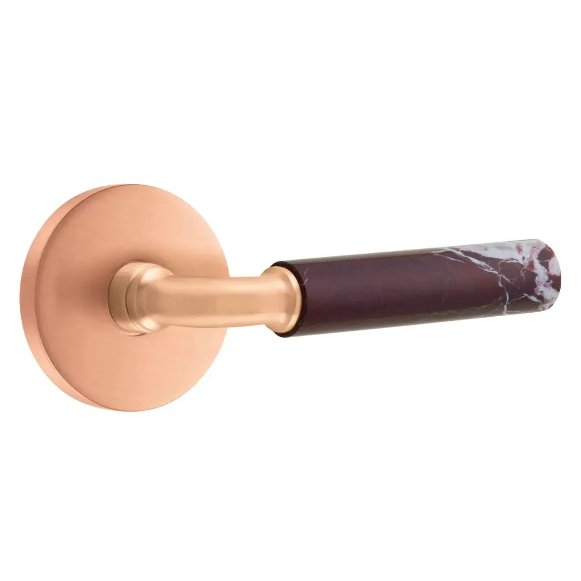 Emtek Rosso Levanto Marble Lever with Disk Rosette and R-Bar Stem by Emtek