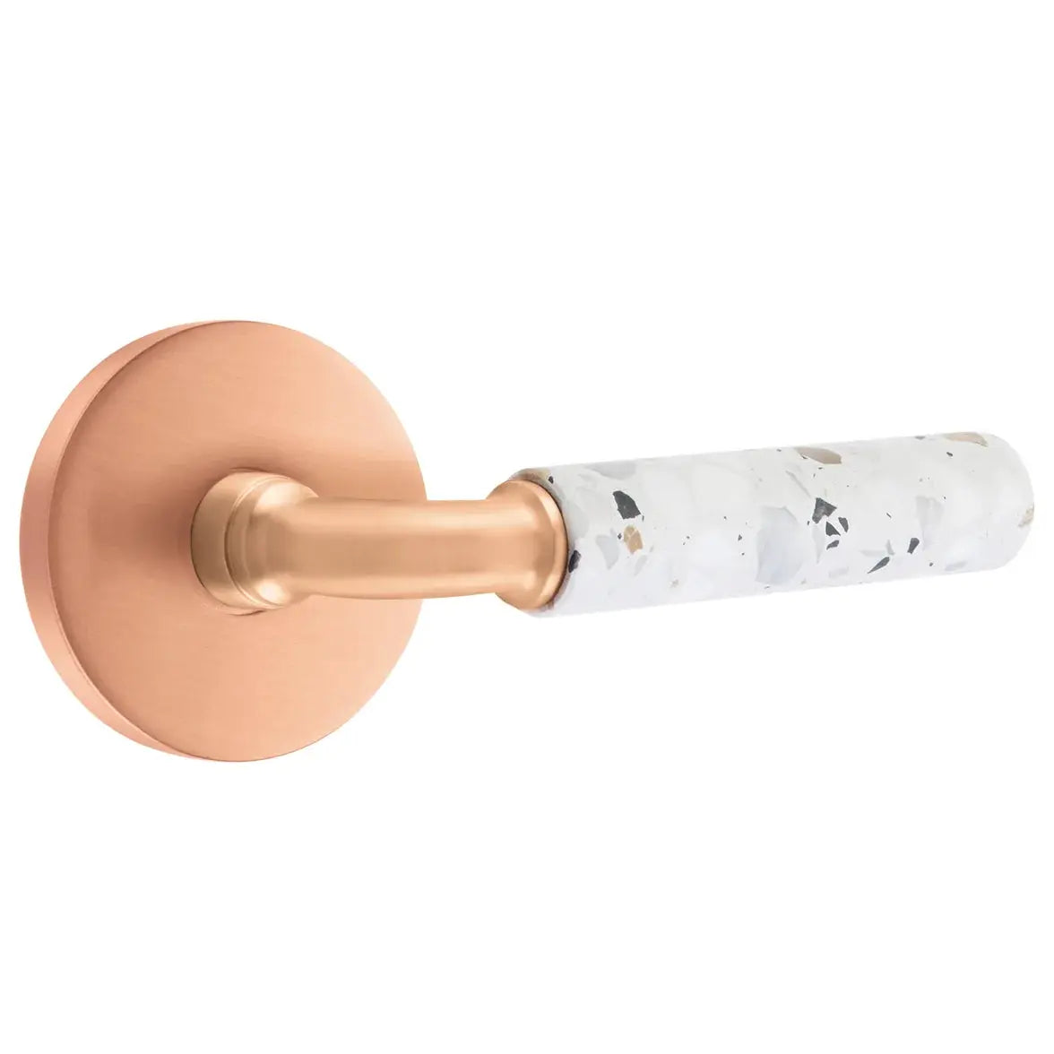 Emtek Light Terrazzo Lever with Disk Rosette and R-Bar Stem by Emtek