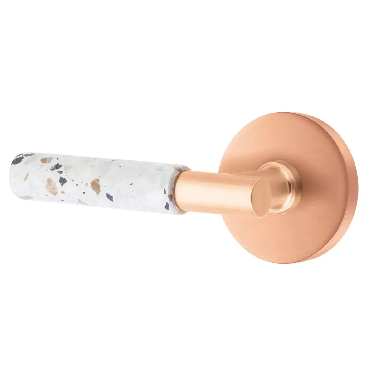 Emtek Light Terrazzo Lever with Disk Rosette and T-Bar Stem by Emtek