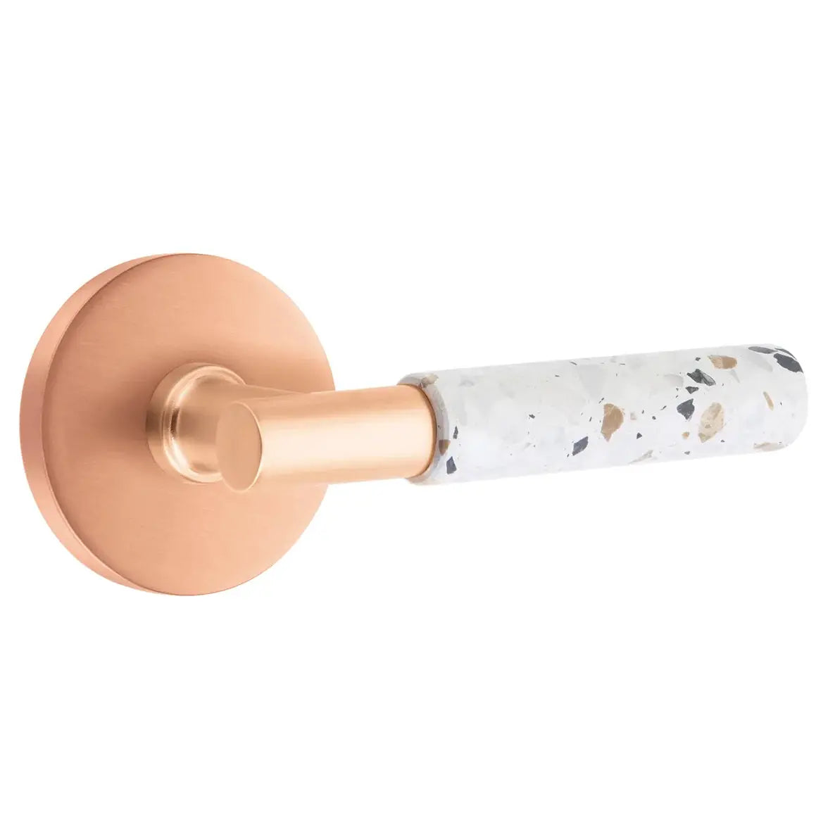 Emtek Light Terrazzo Lever with Disk Rosette and T-Bar Stem by Emtek
