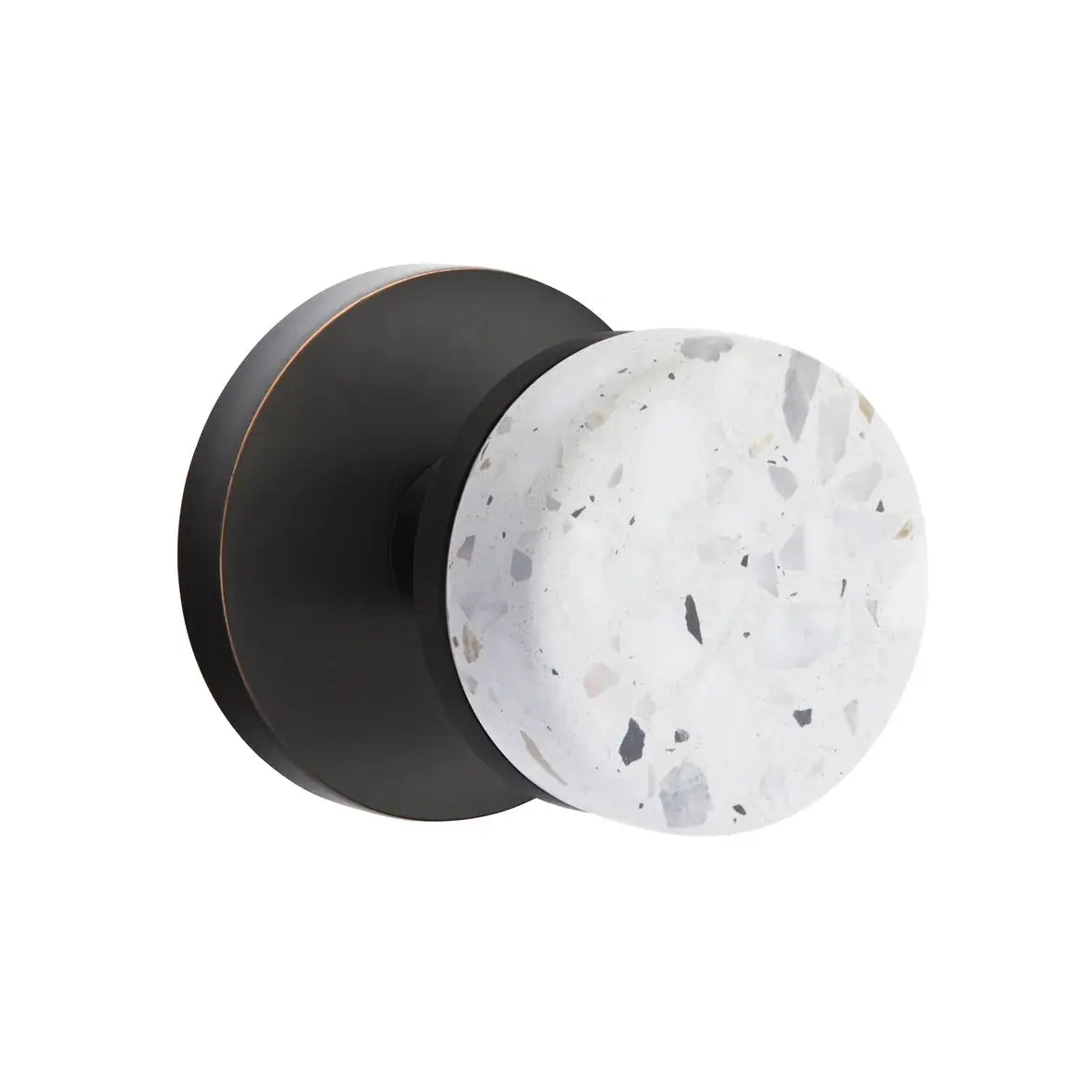 Emtek Light Terrazzo Knob with Disk Rosette and Conical Stem by Emtek