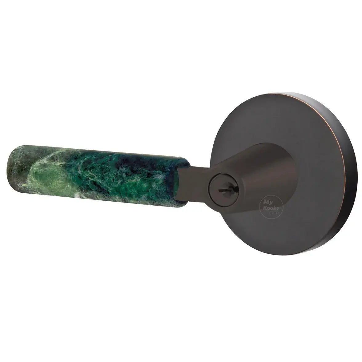 Emtek Green Marble Lever with Disk Rosette and L-Square Stem by Emtek