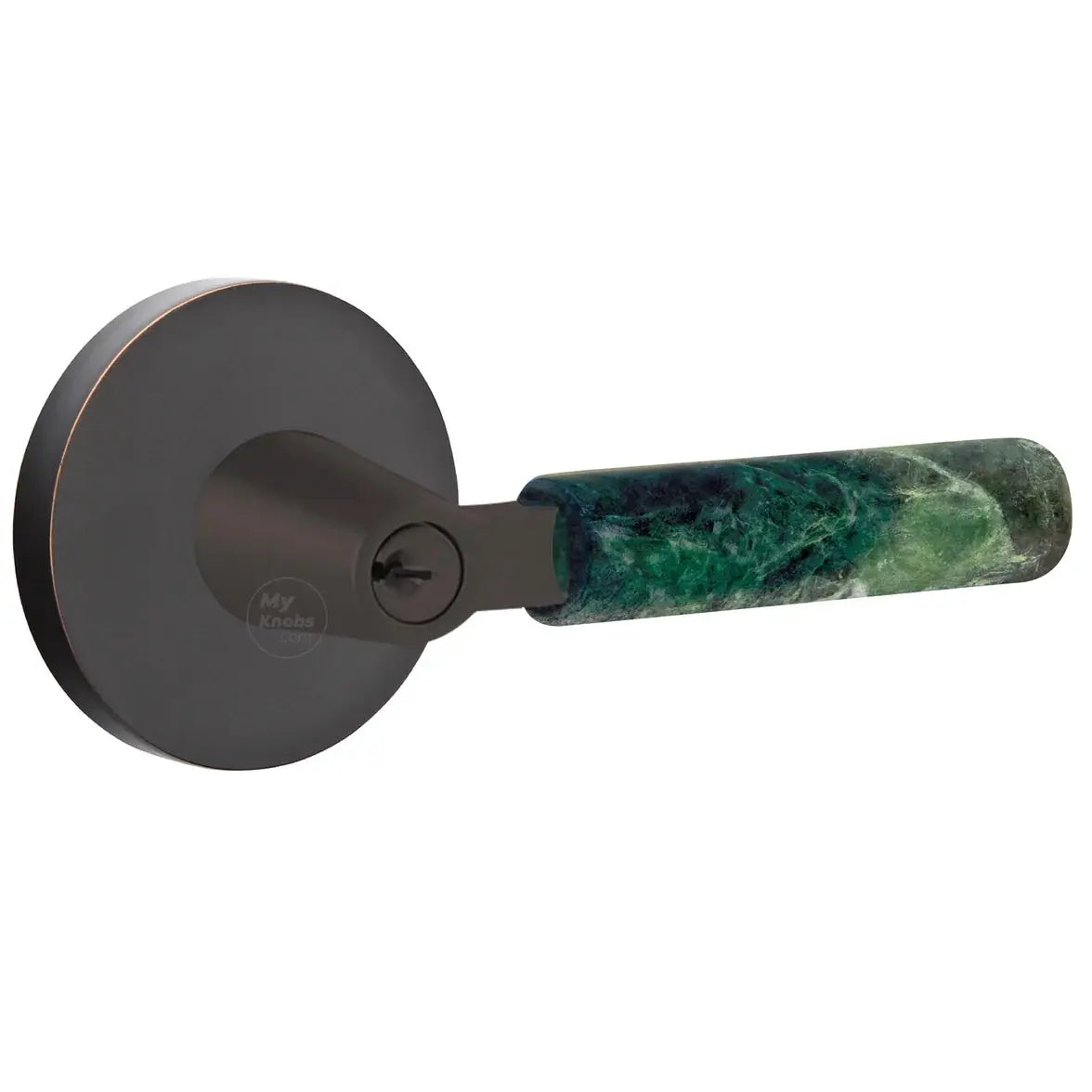 Emtek Green Marble Lever with Disk Rosette and L-Square Stem by Emtek