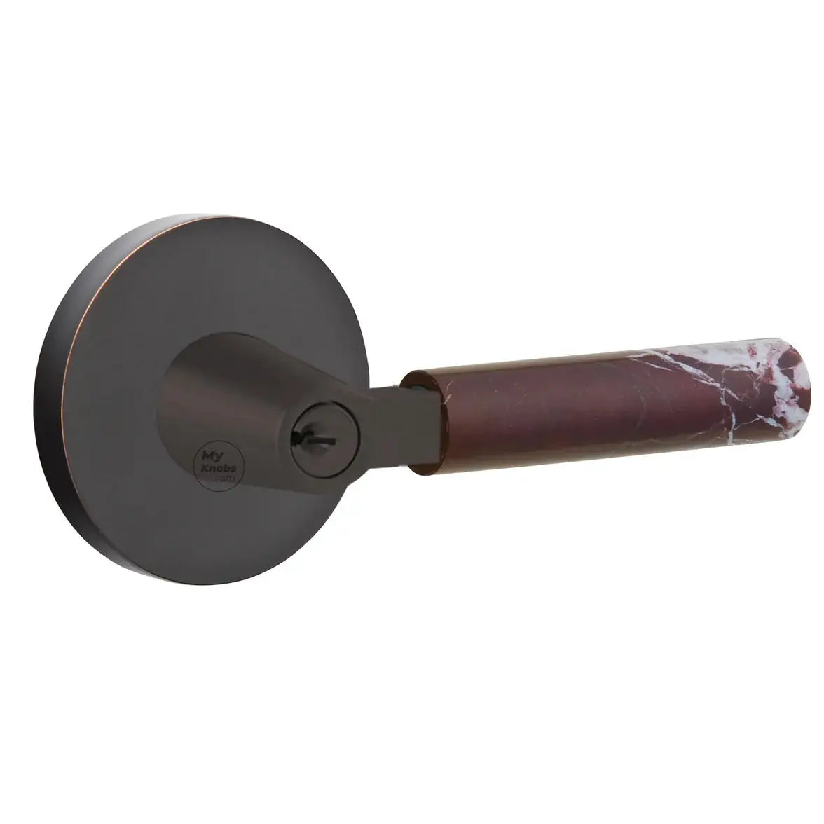 Emtek Rosso Levanto Marble Lever with Disk Rosette and L-Square Stem by Emtek
