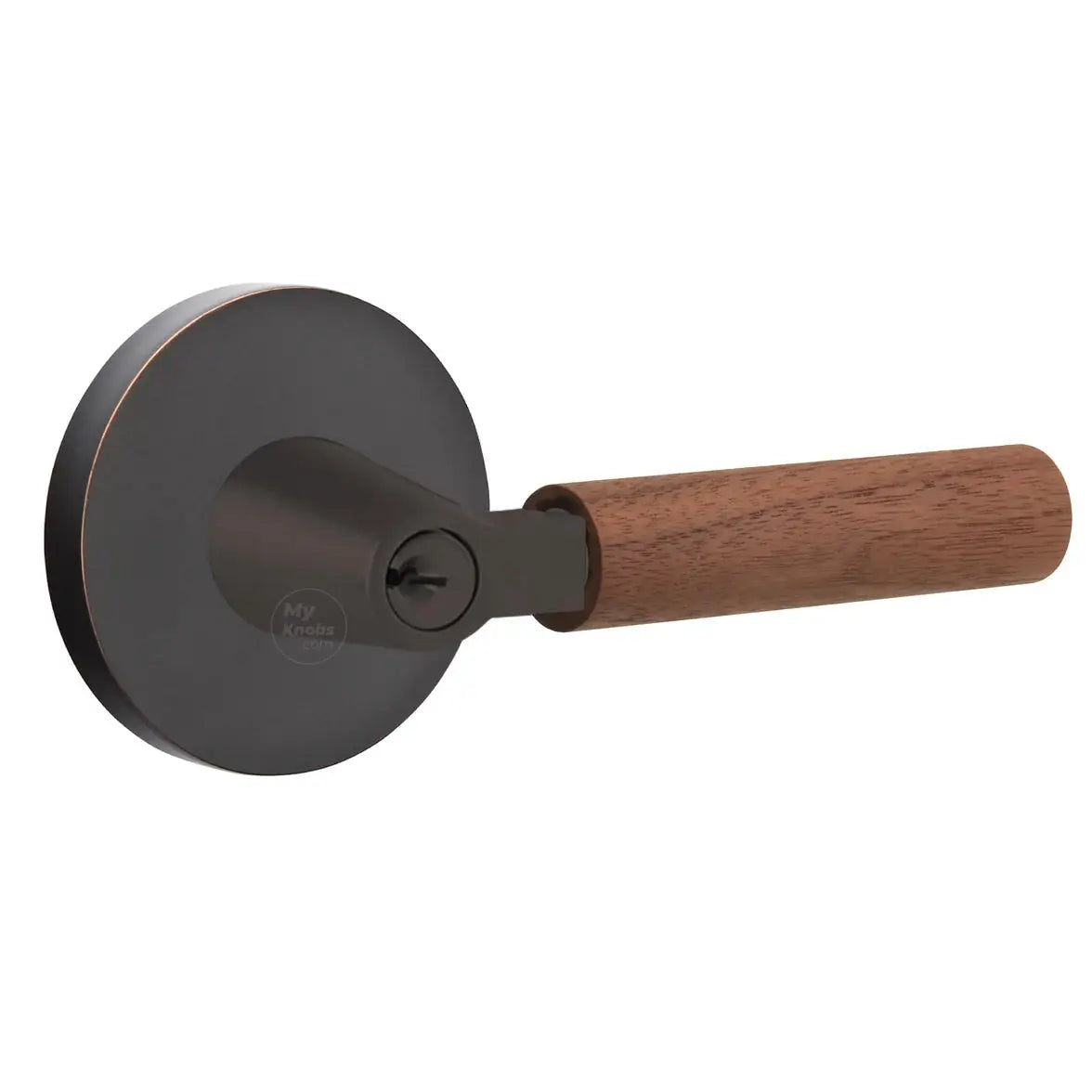 Emtek Walnut Lever with Disk Rosette and L-Square Stem by Emtek