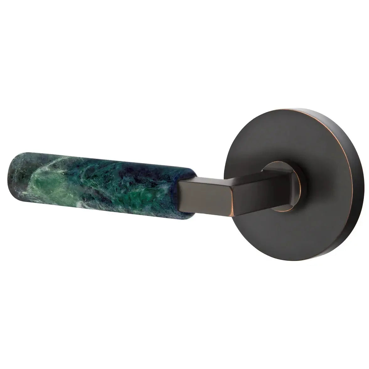 Emtek Green Marble Lever with Disk Rosette and L-Square Stem by Emtek