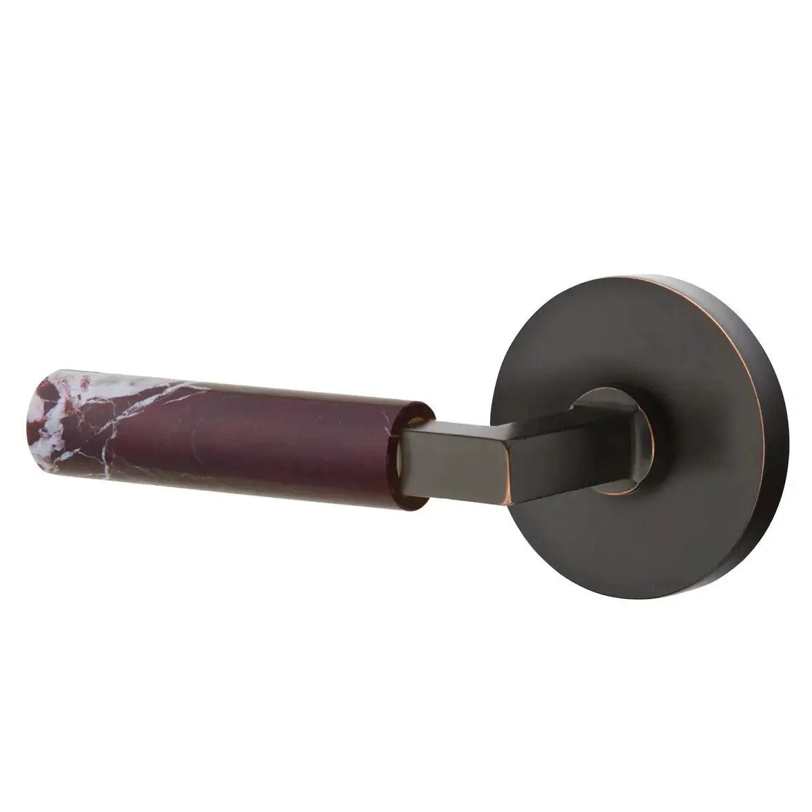 Emtek Rosso Levanto Marble Lever with Disk Rosette and L-Square Stem by Emtek