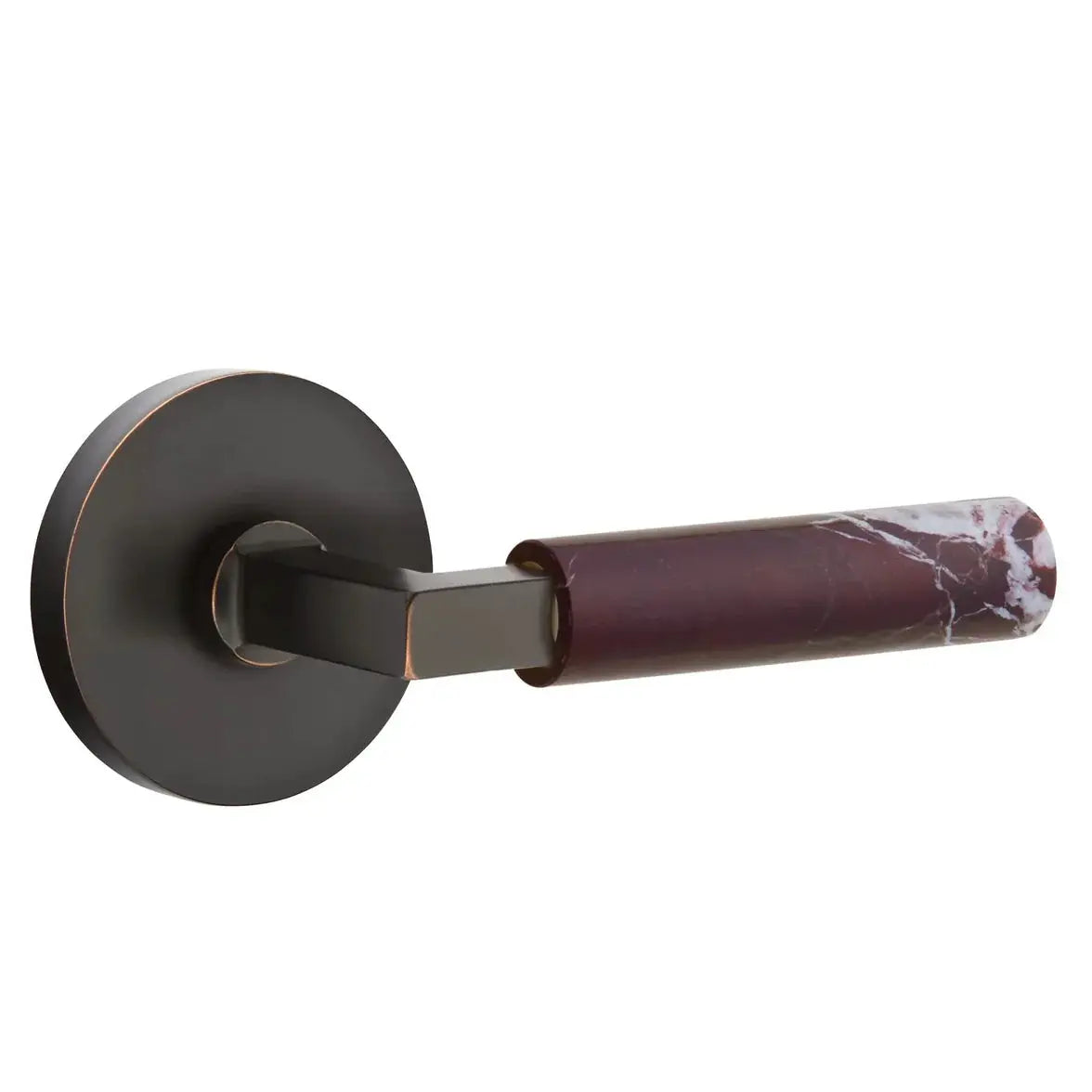 Emtek Rosso Levanto Marble Lever with Disk Rosette and L-Square Stem by Emtek