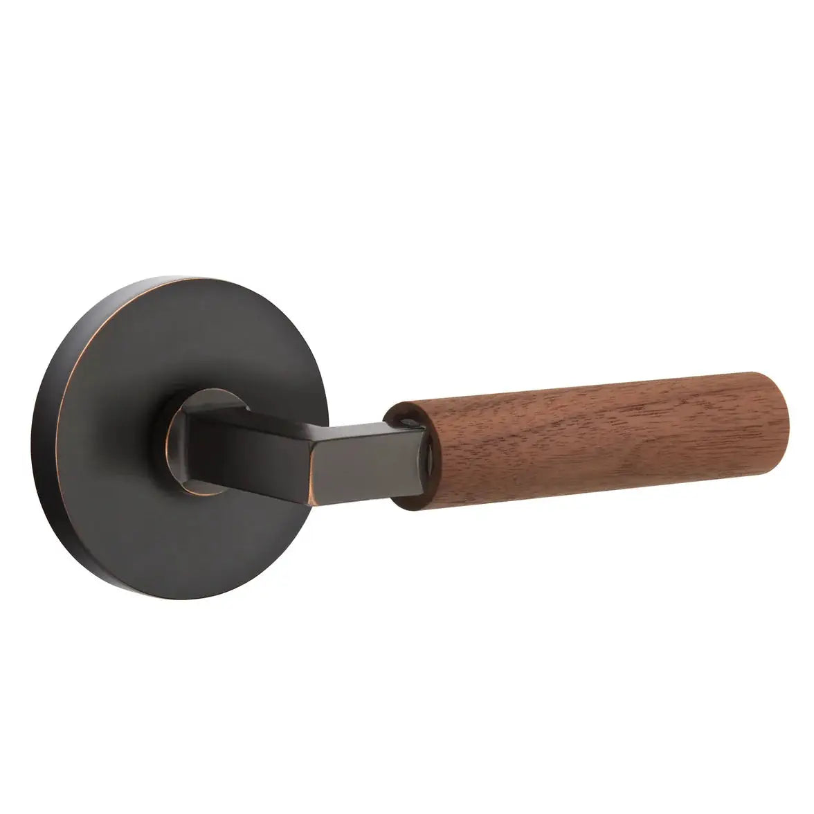 Emtek Walnut Lever with Disk Rosette and L-Square Stem by Emtek